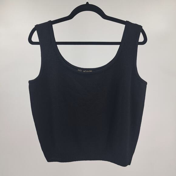 St. John Basics Tank Top And Skirt Set L 12 Santana Knit Crop Mini Vintage Black - Picture 2 of 12